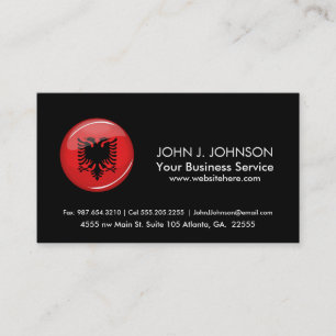 Glossy Round Albanian Flag Visitekaartje