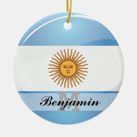 Glossy Round Argentina Vlag Keramisch Ornament (Voorkant)