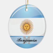 Glossy Round Argentina Vlag Keramisch Ornament (Links)