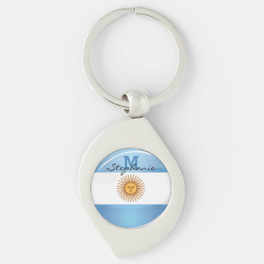 Glossy Round Argentina Vlag Sleutelhanger (Voorkant)