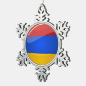Glossy Round Armenia Flag Tin Sneeuwvlok Ornament (Rechts)