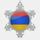 Glossy Round Armenia Flag Tin Sneeuwvlok Ornament (Voorkant)