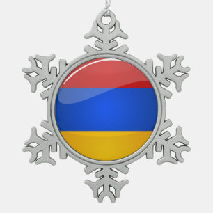 Glossy Round Armenia Flag Tin Sneeuwvlok Ornament