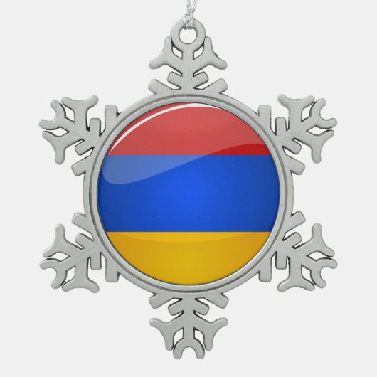 Glossy Round Armenia Flag Tin Sneeuwvlok Ornament (Voorkant)