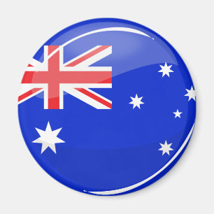 Glossy Round Australian Flag Magneet