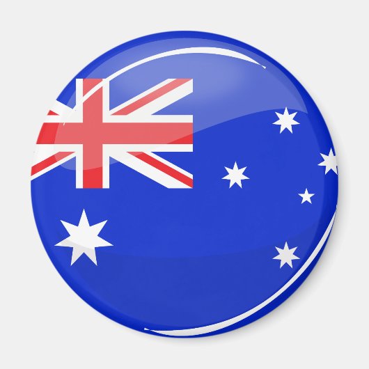 Glossy Round Australian Flag Magneet (Voorkant)