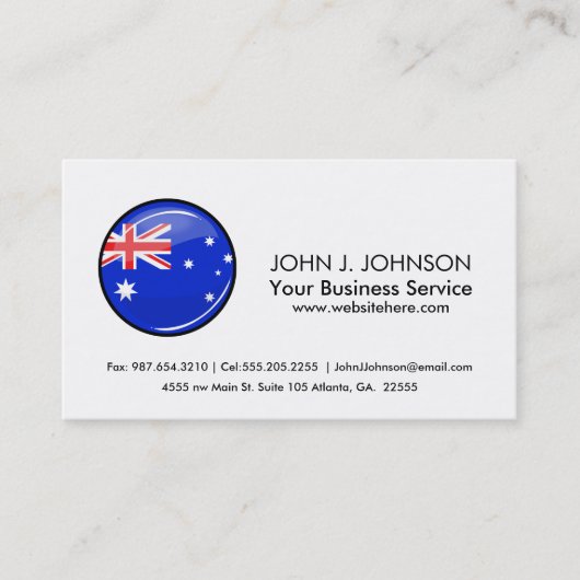 Glossy Round Australian Flag Visitekaartje (Voorkant)