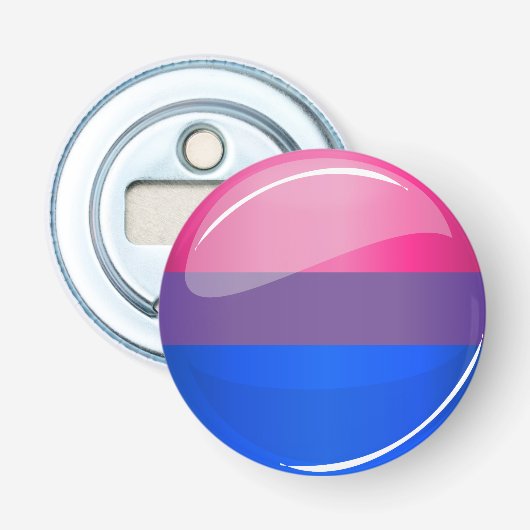 Glossy Round Bisexuality Flag Button Flesopener (Voorkant)