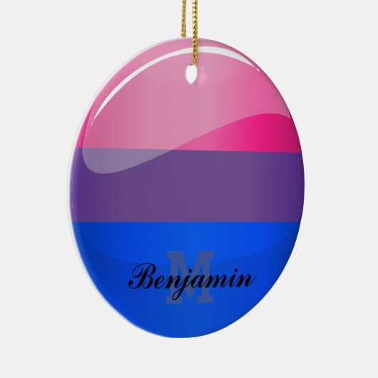 Glossy Round Bisexuality Flag Keramisch Ornament (Rechts)