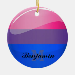 Glossy Round Bisexuality Flag Keramisch Ornament