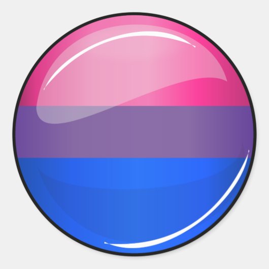 Glossy Round Bisexuality Flag Ronde Sticker (Voorkant)