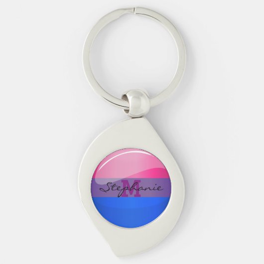 Glossy Round Bisexuality Flag Sleutelhanger (Voorkant)