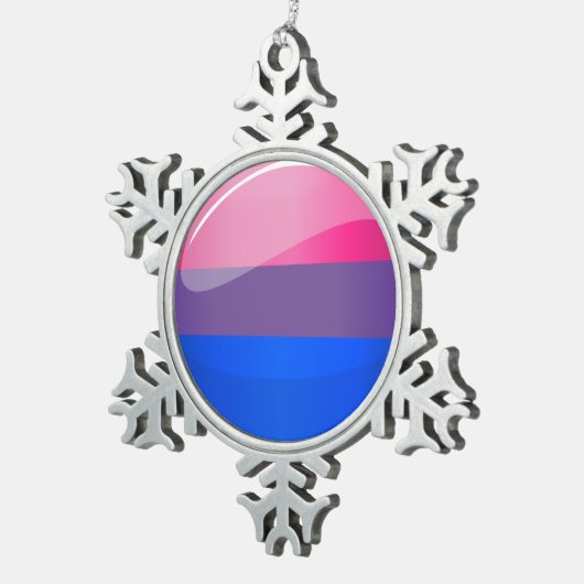 Glossy Round Bisexuality Flag Tin Sneeuwvlok Ornament (Rechts)