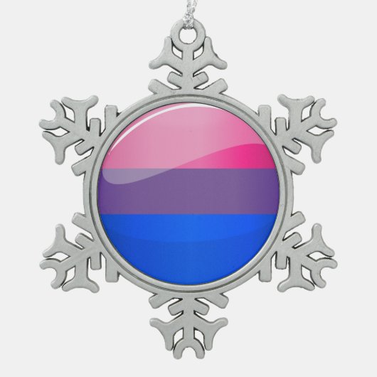 Glossy Round Bisexuality Flag Tin Sneeuwvlok Ornament (Voorkant)