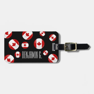 Glossy Round Canadian Flag Bagagelabel
