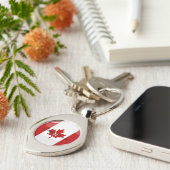 Glossy Round Canadian Flag Sleutelhanger (Zijkant)