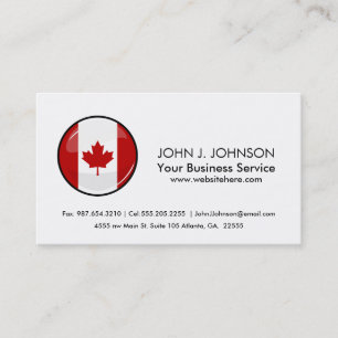 Glossy Round Canadian Flag Visitekaartje