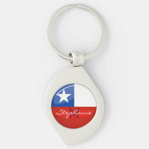 Glossy Round Chileense vlag Sleutelhanger