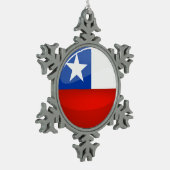 Glossy Round Chileense vlag Tin Sneeuwvlok Ornament (Links)