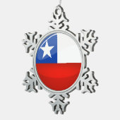 Glossy Round Chileense vlag Tin Sneeuwvlok Ornament (Rechts)