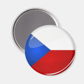 Glossy Round Czech Rep. Vlag Magneet (Voorkant / Achterkant)