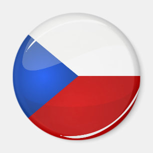 Glossy Round Czech Rep. Vlag Magneet