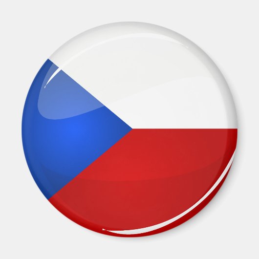 Glossy Round Czech Rep. Vlag Magneet (Voorkant)