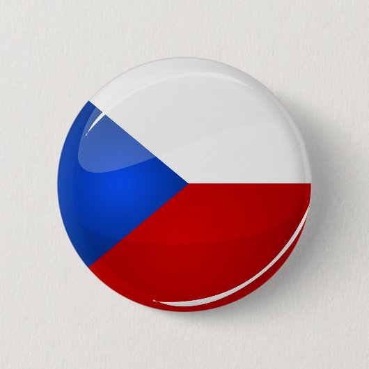 Glossy Round Czech Rep. Vlag Ronde Button 5,7 Cm (Voorkant)