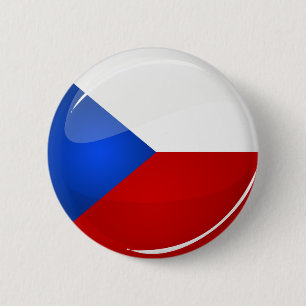 Glossy Round Czech Rep. Vlag Ronde Button 5,7 Cm