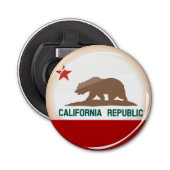 Glossy Round Flag in Californië Button Flesopener (Voorkant)
