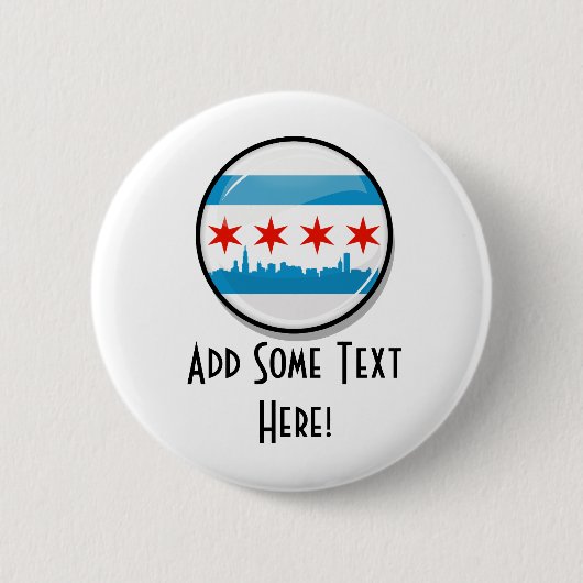 Glossy Round Flag in Chicago Ronde Button 5,7 Cm (Voorkant)