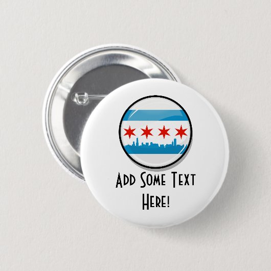 Glossy Round Flag in Chicago Ronde Button 5,7 Cm (Voorkant /achterkant)