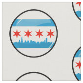 Glossy Round Flag in Chicago Stof (Close Up)