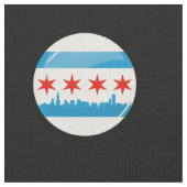 Glossy Round Flag in Chicago Stof (Close Up)