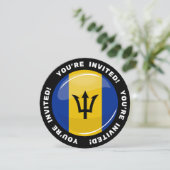 Glossy Round Flag op Barbados Kaart (Staand voorkant)
