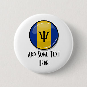 Glossy Round Flag op Barbados Ronde Button 5,7 Cm