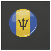 Glossy Round Flag op Barbados Stof (Close Up)
