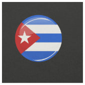 Glossy Round Flag op Cuba Stof (Close Up)