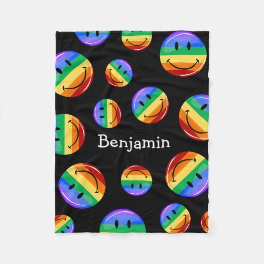 Glossy Round Gay Pride Flag Fleece Deken (Voorkant)