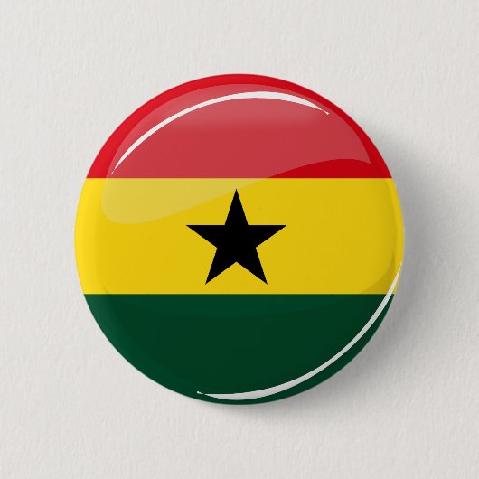 Glossy Round Ghanian Flag Ronde Button 5,7 Cm (Voorkant)