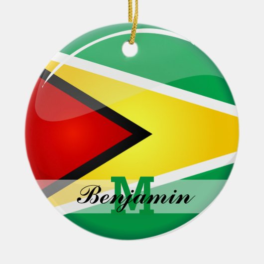 Glossy Round Guyanese vlag Keramisch Ornament (Voorkant)