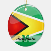 Glossy Round Guyanese vlag Keramisch Ornament (Links)
