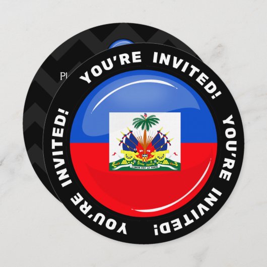 Glossy Round Haitian Flag Kaart (Voorkant / Achterkant)