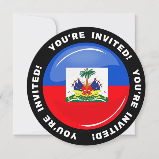Glossy Round Haitian Flag Kaart (Voorkant)