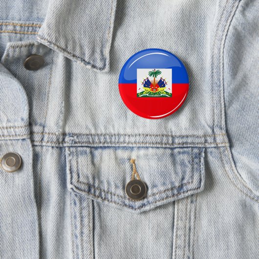 Glossy Round Haitian Flag Ronde Button 5,7 Cm (In situ)