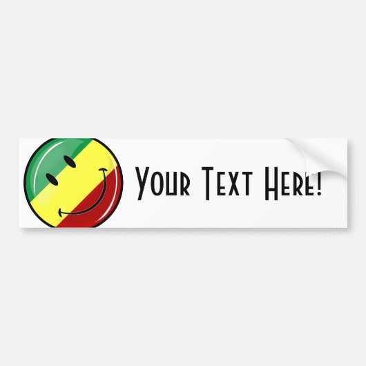 Glossy Round Happy Rasta-vlag Bumpersticker (Voorkant)