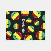 Glossy Round Happy Rasta-vlag Fleece Deken (Voorkant (Horizontaal))
