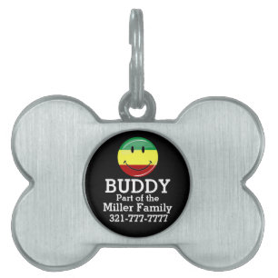 Glossy Round Happy Rasta-vlag Huisdieren Naamplaatje