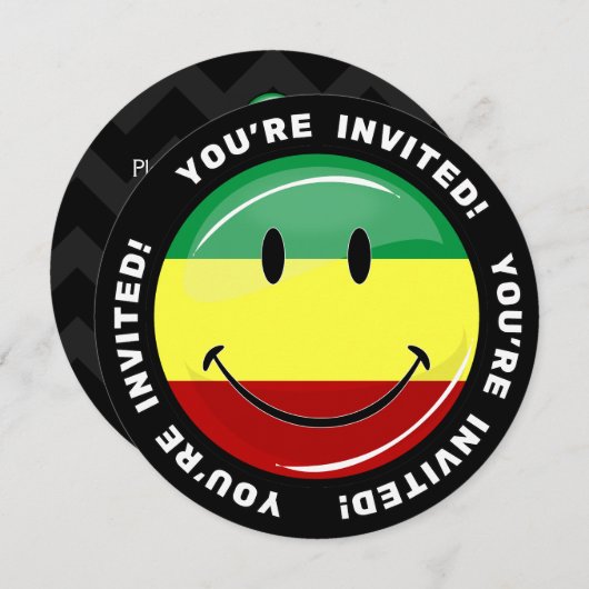 Glossy Round Happy Rasta-vlag Kaart (Voorkant / Achterkant)