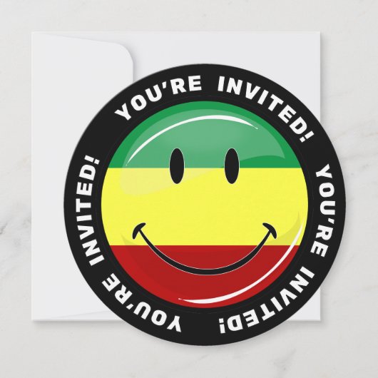 Glossy Round Happy Rasta-vlag Kaart (Voorkant)
